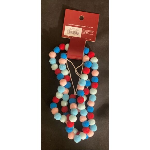 Target 4' Colorful Pom Poms Mini Christmas Tree Garland Blue/Red Wondershop™ - Picture 5 of 5
